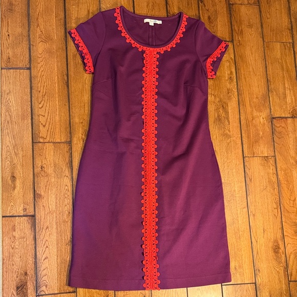 Boden Dresses & Skirts - Boden Plum Mini Dress with Red Trim